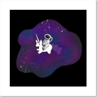 Astronaut Riding A Unicorn Posters and Art